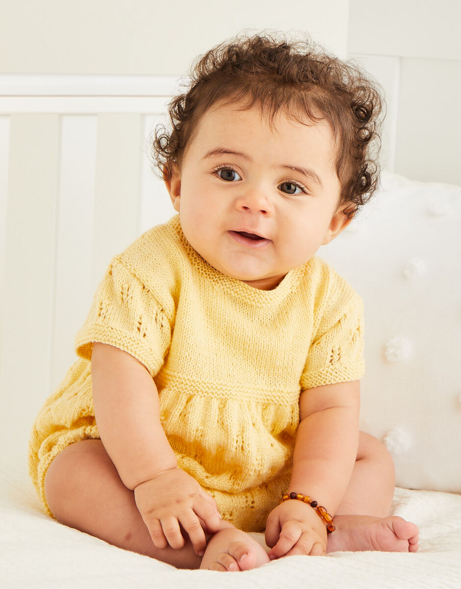 Little Lacy Baby Romper in Sirdar Snuggly 3 Ply 5517