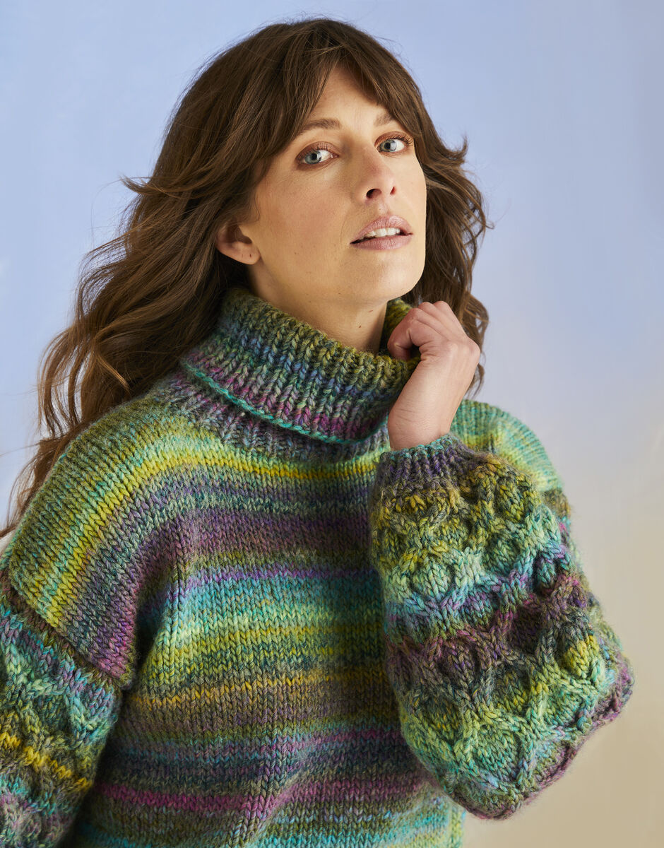 Kelp Sweater and Scarf in Sirdar Jewelspun with Wool Chunky 10706