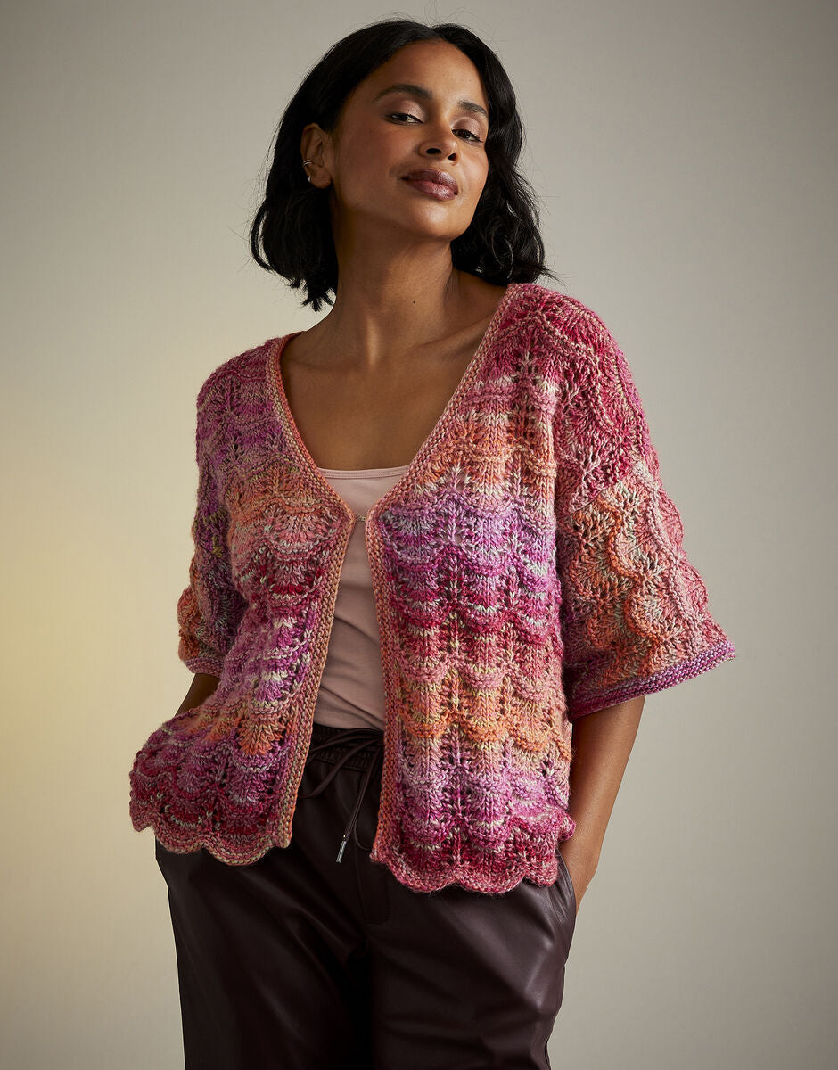 Hot House Flowers Cardigan in Sirdar Jewelspun Aran 10715 (printed pattern)