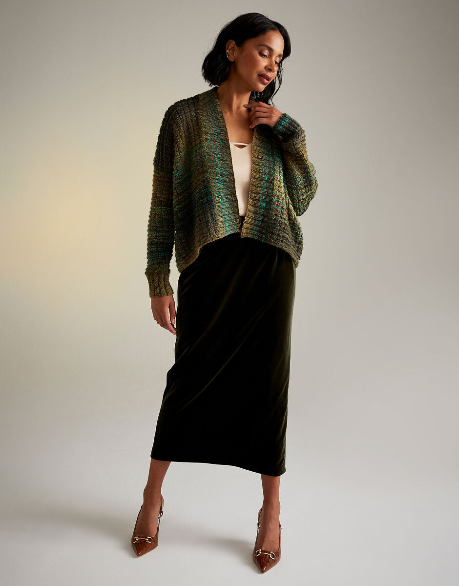 Evergreen Edge to Edge Cardigan in Sirdar Jewelspun Aran 10720 (printed pattern)