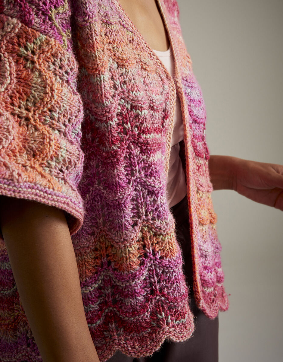 Hot House Flowers Cardigan in Sirdar Jewelspun Aran 10715 (printed pattern)