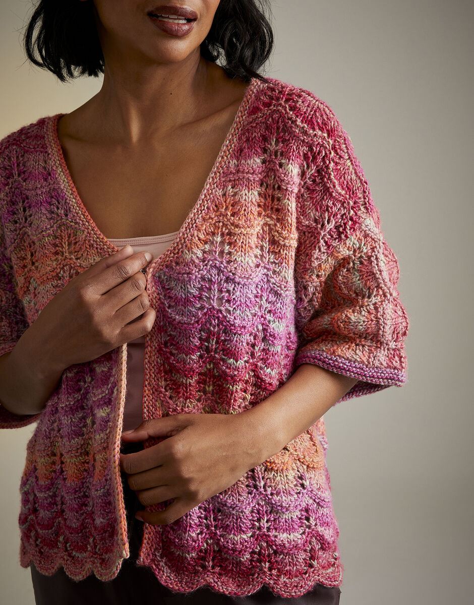 Hot House Flowers Cardigan in Sirdar Jewelspun Aran 10715 (printed pattern)