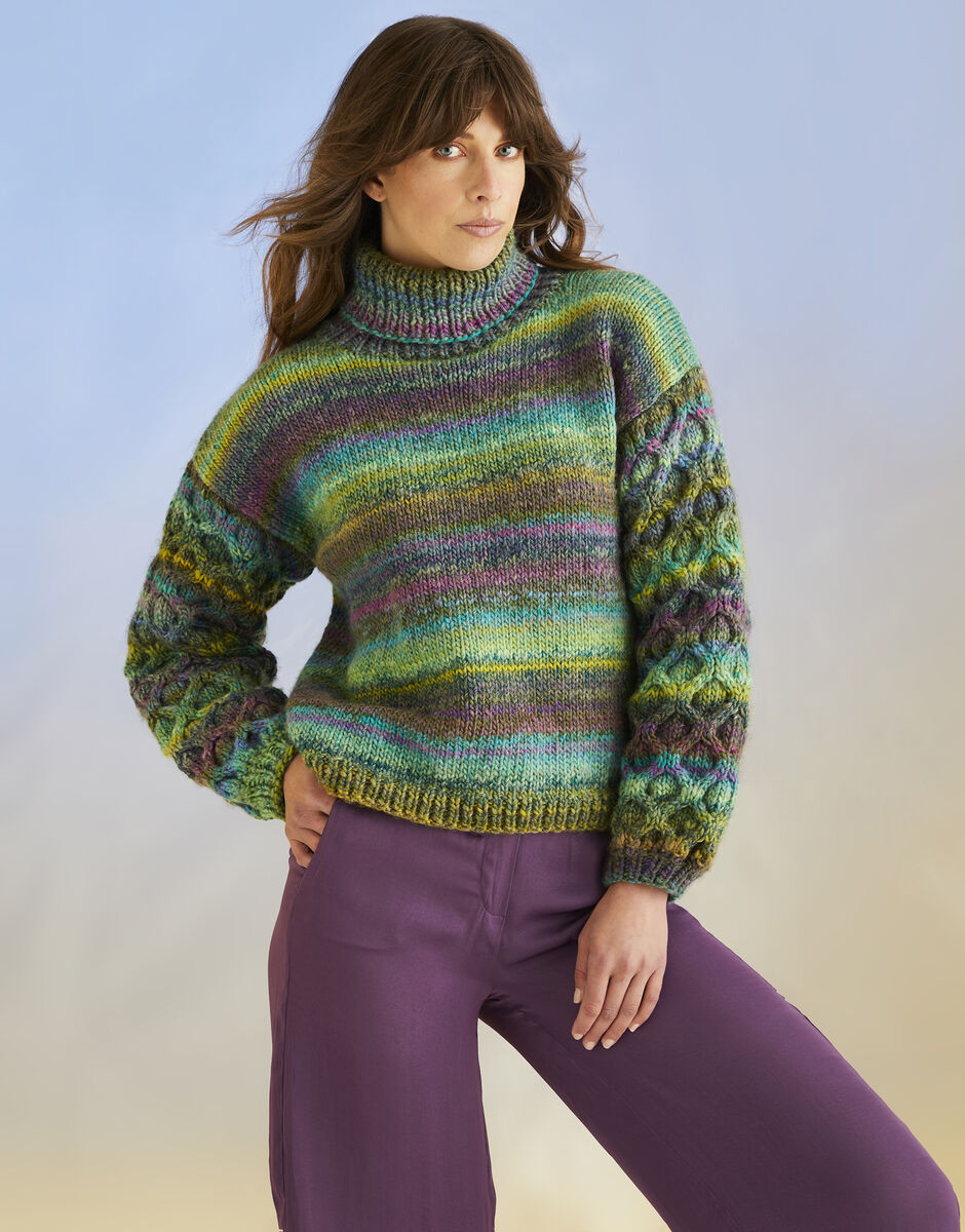 Kelp Sweater and Scarf in Sirdar Jewelspun with Wool Chunky 10706