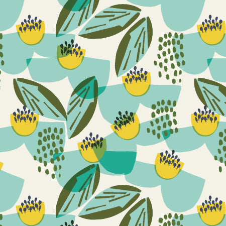 Gathering in the Garden by Rebekka Conelly of Cotton+Steel for Moda Fabrics: Poppies - Teal Dream (304236-02)