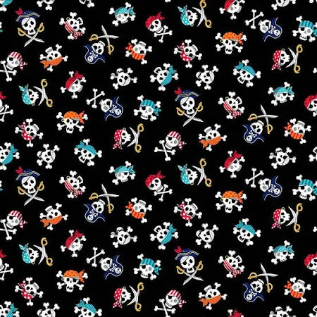 Pirates by Makower: Skulls - Black (2431/X)