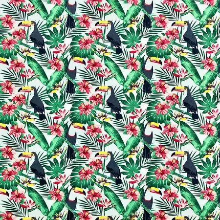 Toucan Cotton Poplin Print: White