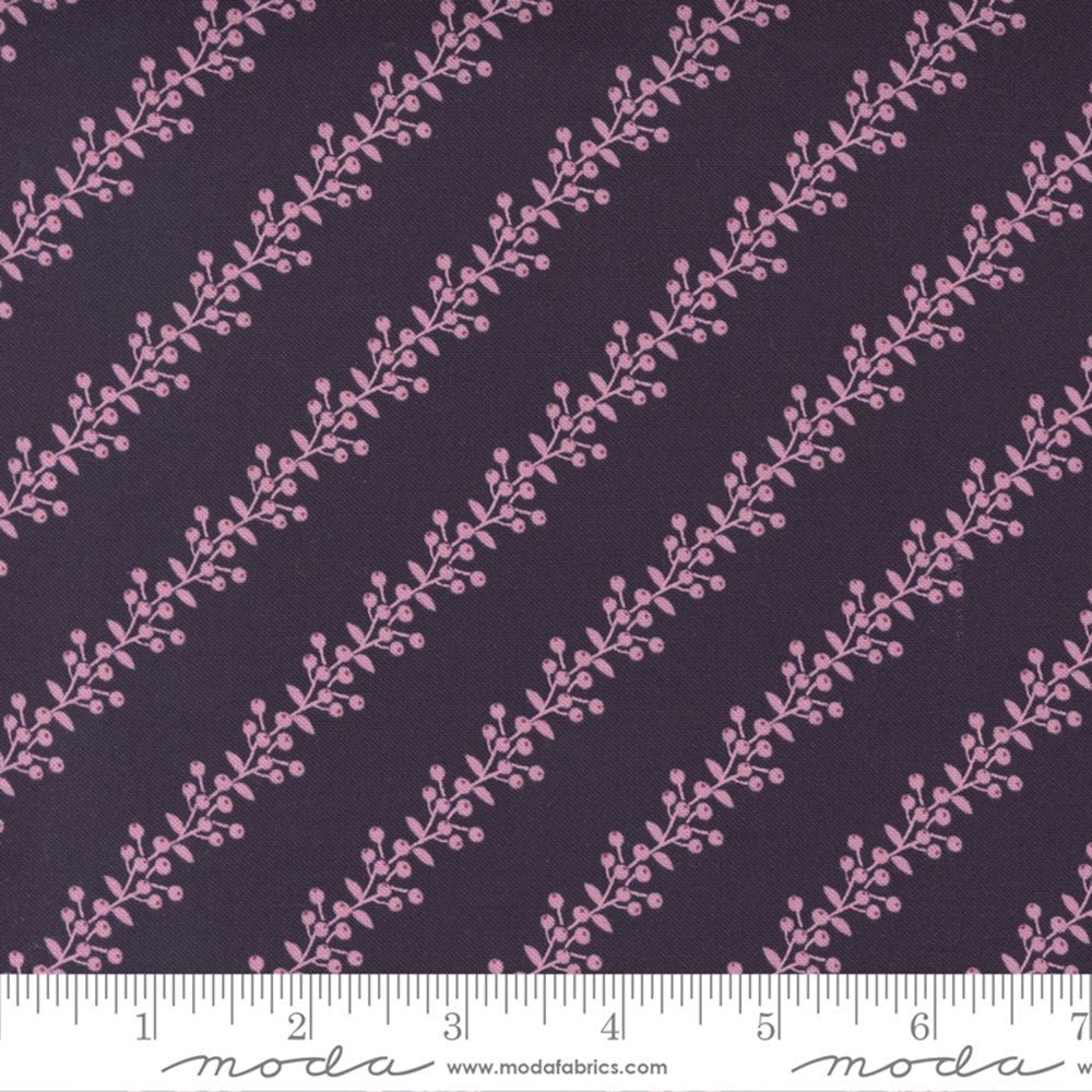 Wild Meadow by Sweetfire Road for Moda Fabrics: Berry Bramble Stripe - Prune (43137-17)