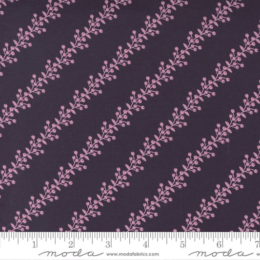 Wild Meadow by Sweetfire Road for Moda Fabrics: Berry Bramble Stripe - Prune (43137-17)